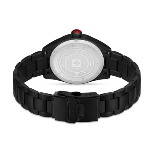 Image of Swiss Military Hanowa Pioneer Stealth Black Round Dial Swiss Made Analog Watch for Men | SMWGH0004130
