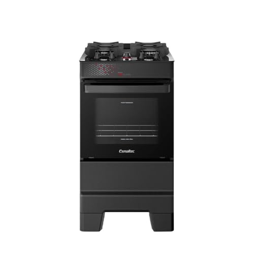 Fogão Esmaltec Ideal Top Glass 4 Bocas Automático Mesa de Vidro Preto Bivolt