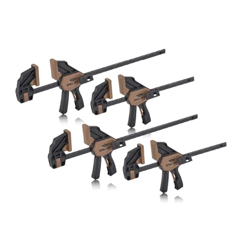 Image of Spec Ops Tools Bar Clamps for Woodworking, Medium and Large One-Handed Trigger Clamp and Spreader Set, Heavy Duty, Mixed Pack of 4