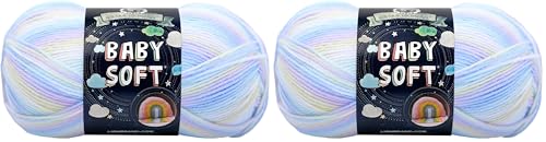 Image of Lion Brand Yarn (1 Skein) Babysoft Baby Yarn Yarn, Pastel Print (Pack of 2)