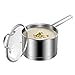 Pentola ad induzione in acciaio inox da 2,5 litri con coperchio in vetro, casseruola multiuso con beccuccio per versare facilmente, scala interna incisa, compatibile con tutte le fonti di calore