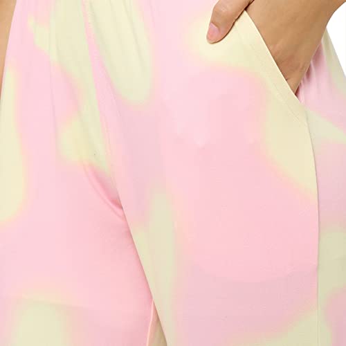 Image of Sweet Dreams Women Tie & Dye Lapel Collar 3 /4th Sleeve Poly Brush Robe, Slip & Pyjamas