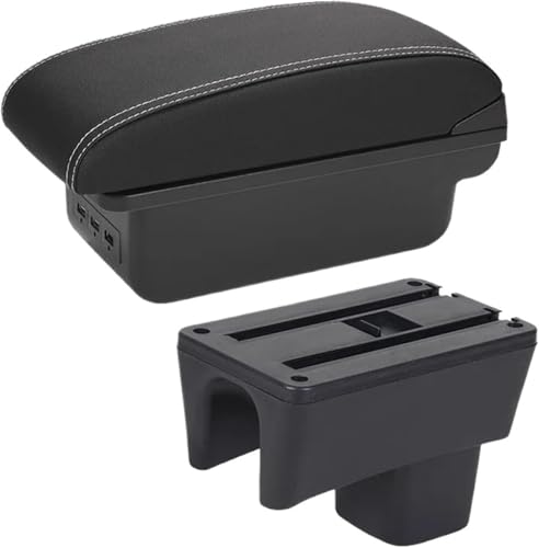 車のアームレスト スズキ スイフト 2005-2023用 アームレストボックス 収納センターコンソール(B Black white 3)