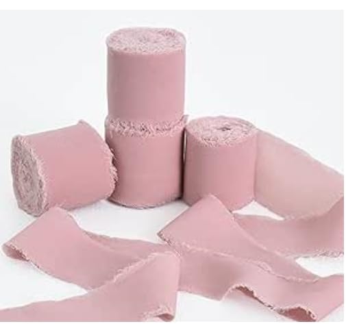 TONIFUL 4 Rolls Silk Chiffon Ribbon, 1-1/2 Inch x 22yds, Nude Pink Chiffon Ribbons - Image 2