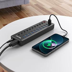 Hub USB 3.0 alimenté Wenter 11 ports avec interrupteurs LED individuels - 6