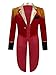 iiniim Jungen Mädchen Zirkus Kostüm Gothic Frack Jacke Mantel Cosplay Zirkusdirektor Kostüm Fasching Karneval Party Festzug C Rot 134-140