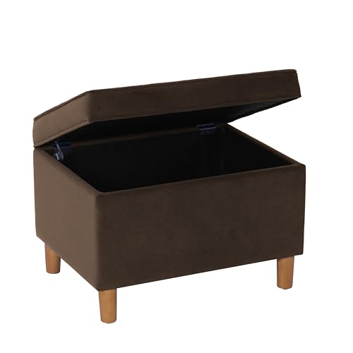 Image of HomePop 24 inch Dinah Collection Storage Ottoman - Chocolate Brown Velvet