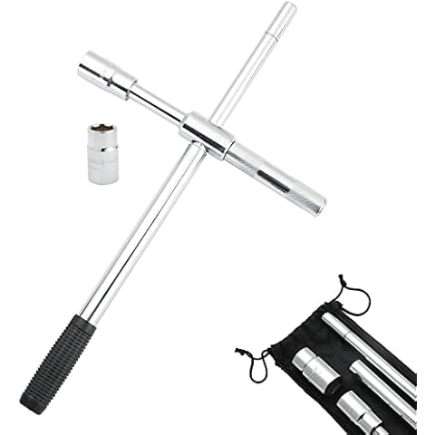 DASBET 23" Universal Extended Lug Wrench, 4 Way Tire Iron Nut Wrench Set with Storage Bag and Standard Sockets (17mm/19mm,21mm/23mm) Cover