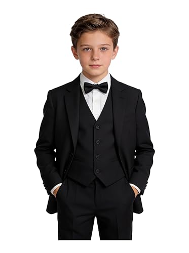 Image of Toddler Suits Slim Fit Suit for Boys,Formal Tuxedo Ring Bearer Outfit Kids Dress Clothes for Wedding,Adjustable Waist