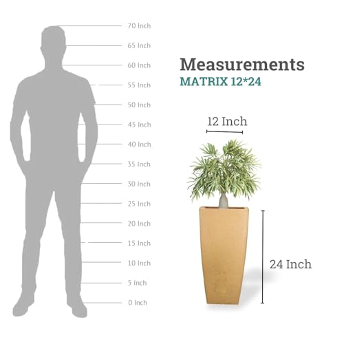 Image of Go Hooked Matrix 24 Inch Big Flower Pot | Outdoor & Indoor Planter for Balcony, Garden & Terrace | Durable Lightweight Decorative Polymer Pot for Live & Artificial Plants (Brown)