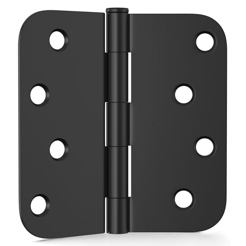 3 Pack Door Hinges 4 Inch Matte Black Hinges with 5/8 Radius & Square Corners Removable Pin Exterior Door Hinges Perfect for Heavy-Duty Front & Back Door Anti-Rust & No Squeaks