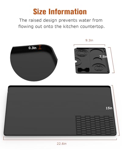 Image of Silicone Coffee Maker Mat for Ninja Luxe Espresso Coffee Machine ES601 /ES701 & Most Home Espresso Machines - 23 inchx15 inch Large Anti-Slip Heat-Resistant Bar Mat - Accessories for Ninja Luxe Cafe