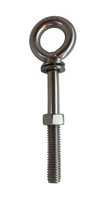 Image of US STAINLESS Stainless Steel 316 Eye Bolt 1 /2 inch x 6 inch UNC (1 /2 inch-13 Pitch) No Shoulder Short Thread Marine Grade