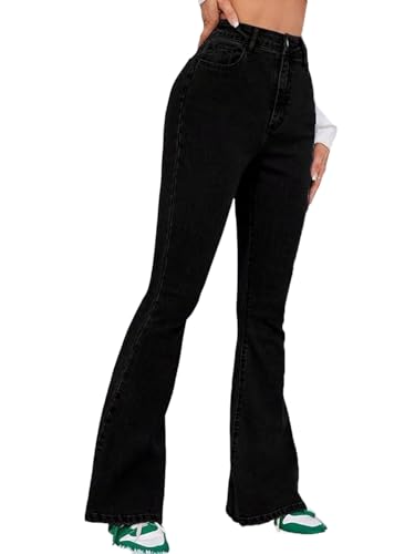Image of Vogaan Women's High Waist Jeans || Flared Bell Bottom Bootcut Pants || Wide Leg Denim - Perfect for Travel, Party & Everyday Use