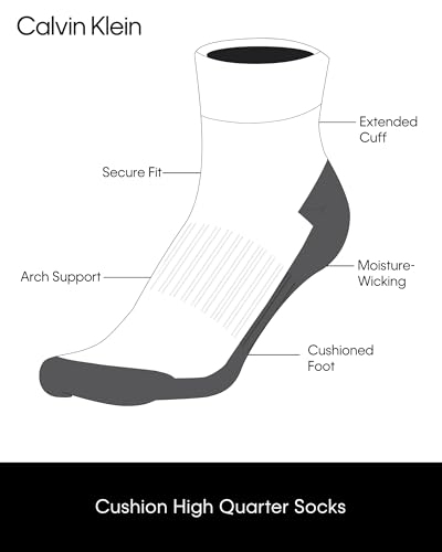 Image of Calvin Klein Quarter Socks for Women - 6 Pack Cushioned Ankle Socks - Quarter Cut, Breathable, Lightweight, Athletic Design