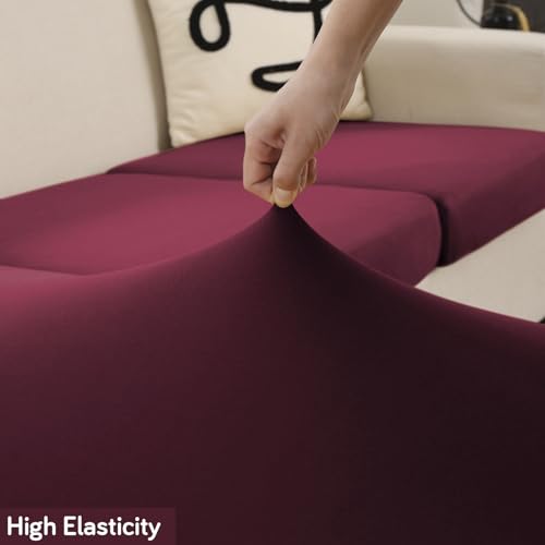Image of HOKIPO 100% Waterproof Stretchable Seat Couch Cushion Cover, 1 Seater, Maroon (AR-5352-MRN)