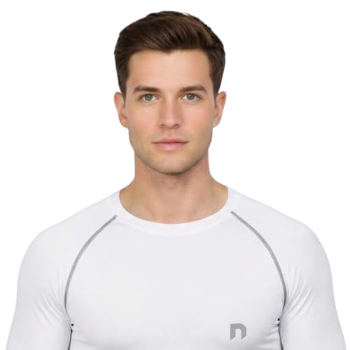 Image of NEVER LOSE Men's Compression Ultima T-Shirt Top Skin Tights Fit Lycra Inner Wear Full Sleeve for Gym Cricket Football Badminton Sports Combo (Pack of 2)
