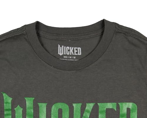 Seven Times Six Wicked The Musical Girl's Green Sparkle Logo Kids Crewneck Cotton Blend Short Sleeve T-Shirt3