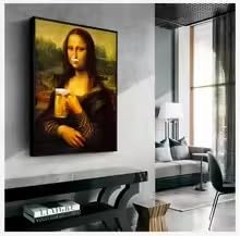 Toile Mona Lisa bière 40x60cm avec impression haute définition anti-reflets