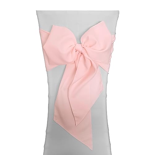 LA Linen Pack of 10 Polyester Poplin Chair Bows 8 by 108-Inch, Pink Light