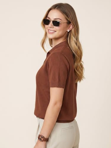 Image of JUNEBERRY Women's Flatknit Solid Half Sleeve Polo T-Shirt with Collared Neck, Casual Style for Office, Travel, (Sizes S to 2XL)