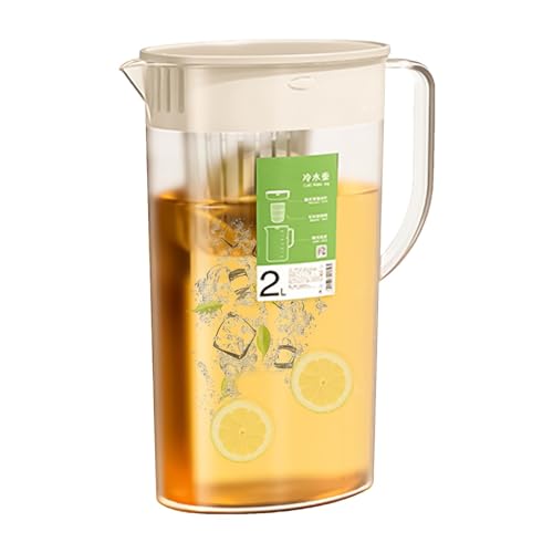 Brocca D'acqua Porta Frigorifero Con Coperchio, 2L Caraffa Con Inserto Per Frutta, Brocca Per Infusore Di Frutta Resistenza Al Calore, Brocca In Plastica Per Frigorifero Per Tè Freddo, Limonata
