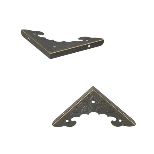 Image of Geesatis Corner Hardware 2.2 inch X 1.6 inch,Bronze Decorative Corner Protector | Decorative Edge Safety Guard Cabinet Furniture Corner Protectors,Corner Protectors for Box Table Desk, with Screws,30 Pack