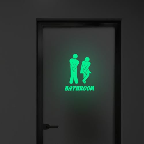 Glow in The Dark Toilet Wall Stickers, Wall Decal for Bath Decorations, PET Waterproof, Kids and Adult Bathroom Funny Signage Stickers,Decoration for Bathroom.