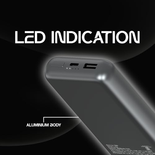 Image of Phonokart Luma Slimmest 20000mAh Power Bank with 20W USB-C PD, 22.5W Fast USB-A, Ultra-Thin Aluminum Body, LED Indicator, and Dual-Port 15W Output. Charges iPhone 50% in 30 Minutes.