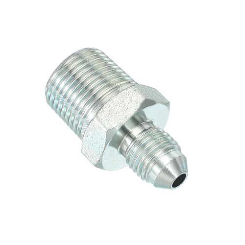 Image of PATIKIL Pipe Adapter Connector 7 /16 inch Male 74 Flare JIC x 3 /8 inch Male R Pipe Fitting Oil Feed Restrictor Fitting Hydraulic Connector for Oil Steam Water Pipelines System