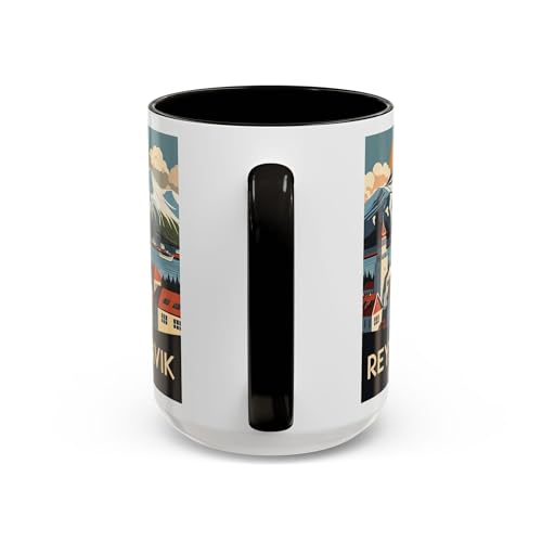Mug de Cerámica Con Arte de Reykjavik 15oz Negro miniatura 2