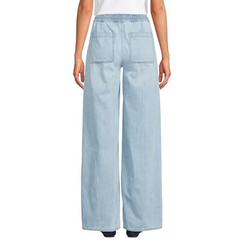 Lands' End Women's Lightweight Denim High Rise Relaxed Straight Pull On Pocket Jeans2