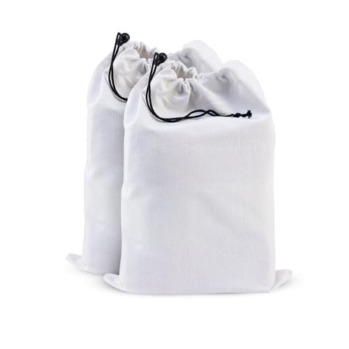 Image of LFH Cotton Rich Shoe Storage Bags with Drawstring, Dustproof Breathable Reusable Organizer, Perfect For Travel, Dorm, Hotel, College, Gym, Easy to Carry, Machine Washable 12 inchx17 inch (Pack of 2) - White