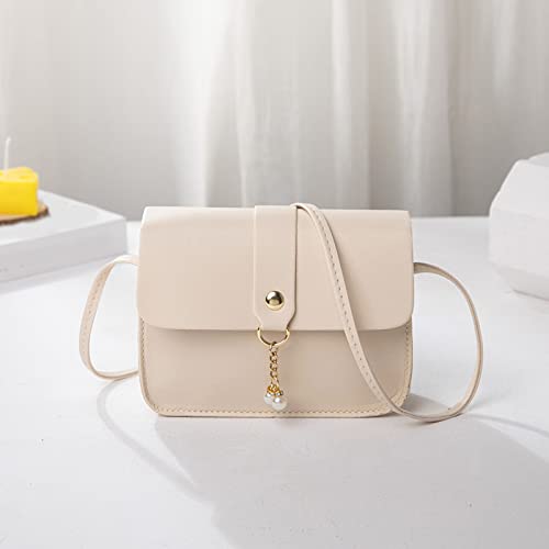 Für Taschen Häkeln Damen-Umhängetasche, modische Perlenanhänger, weiche Lederschnalle, leichte und vielseitige Umhängetasche Baby Taschen Set Junge (White, One Size)