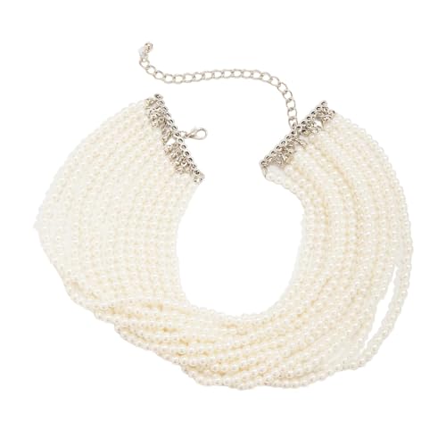 Collar de perlas para hombre antienredos con diseño corto de capas ajustables antialérgico