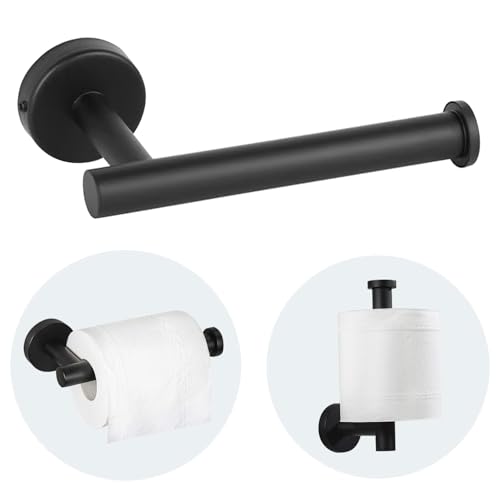 Sotuai Toilet Paper Holder - SUS 304 Stainless Steel Toilet Paper Holder Wall Mount Toilet Paper Roll Holder for Bathroom Kitchen Washroom - Matte Black