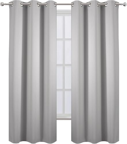 Image of LEMOMO Blackout Curtains 38 x 84 inch /Light Grey Curtains Set of 2 Panels /Thermal Insulated Room Darkening Bedroom Curtains