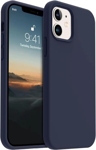 Image of Premium Liquid Silicone Case for iPhone 12 & 12 Pro - Slim Full Body Protective Back Cover with Soft Microfiber Lining, Anti-Slip Grip Scratch Resistant Phone Case(Navy Blue)