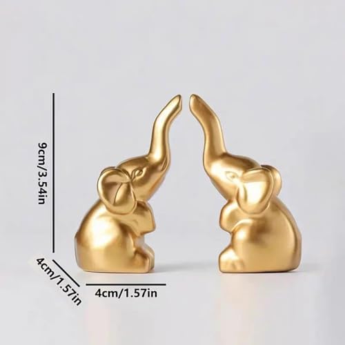 1 Pair Small Animal Statue Elephant Figurine Home Decor, Modern Style Ceramic Elephant Statues for Home Decor Accents Living Room Shelves Desk Decoration(Gold) - Image 3
