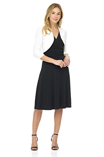 Image of Rekucci Women's Chic Soft Knit Stretch Bolero Shrug with Ruched Sleeves