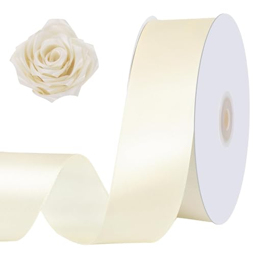 woric 120 Yards Cream Ribbon 1 1/2 Inch Ivory Satin Ribbon Wedding Decor Ribbons for Bows DIY Crafts Flower Bouquet Party Birthday Home Decorations Gift Wrapping