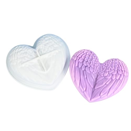Obotsnoi Pastel de corazón de silicona con diseño de ala desmontable, herramienta multiusos para hornear y hacer corazones de una sola ala