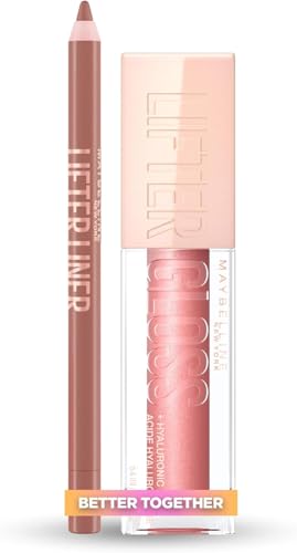 Maybelline New York Pack Brillo de Labios Lifter Gloss, Tono 03 Moon + Maybelline New York Lifter Liner, Tono 05 On It