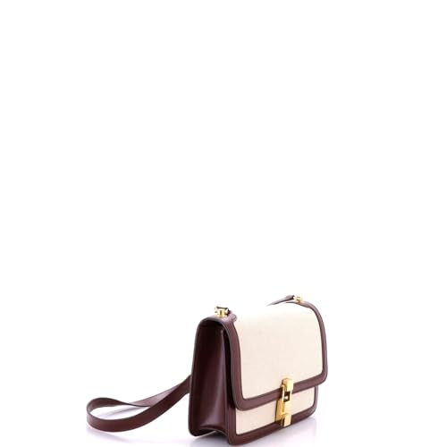 Saint Laurent, Pre-Loved Carre Satchel Canvas with Leather Medium, Neutral2