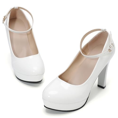 WUIWUIYU Women's Cosplay Platform Ankle Strap Mary Jane Shoes Pump Stiletto High Heeled Pumps3
