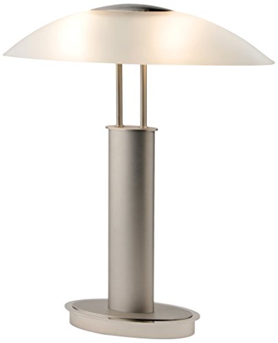 Artiva Usa Led9476 Avalon Plus Modern 2-Tone Satin Nickel Led Touch Table Lamp With Oval Frosted Glass Shade, 18.5", Brushed Steel #TOP19