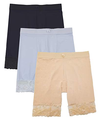 Slip Shorts for Women Smooth Lace 3 Pack 7" Undershorts Anti Chafing (3XL)