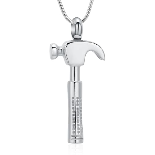 mingkejw Collier urne marteau cendres - Acier inox, argent, mémorial