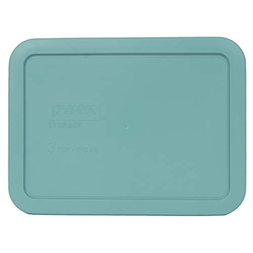 Pyrex 7210-PC 3 Cup Turquoise Rectangle Plastic Food Storage Lid Made in the USA