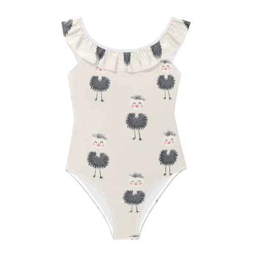 Trajes de baño con volantes para niñas de 3 a 6 años bañador una pieza emú blanco roto